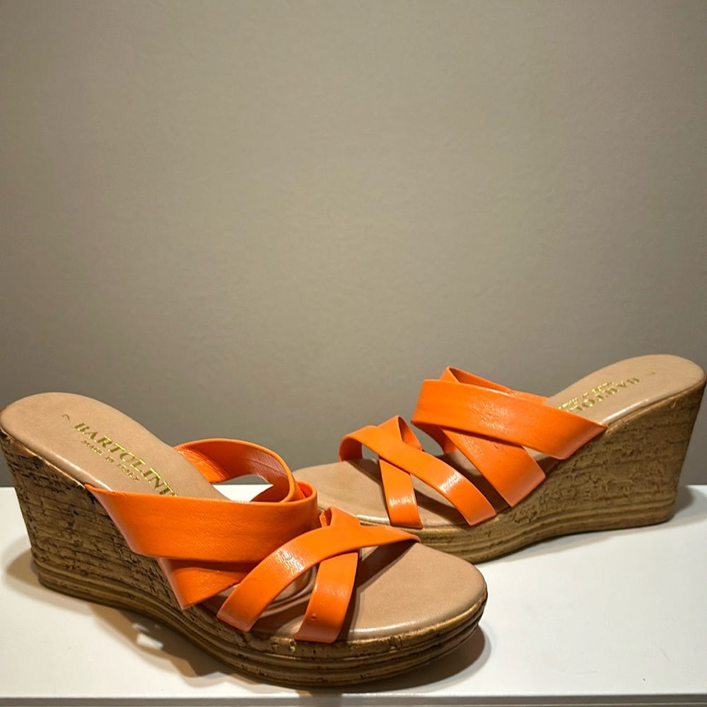 Bartolini orange wedge heels size 7